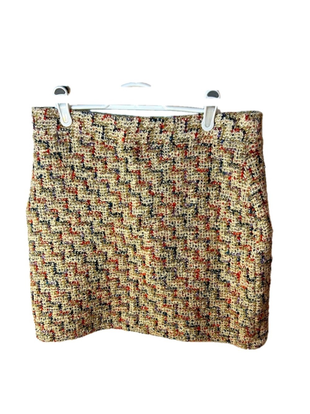 Zara Trafaluc Multicolor Metallic Gold Tweed Mini Skirt NWT size L